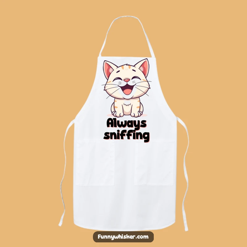 Funny Excited Cat Grin Apron - Hilarious Kitchen Fun for Cat Fans