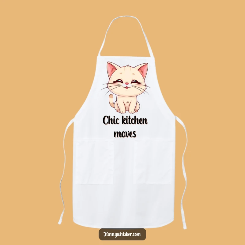 Funny Cat Apron: Elegant Whiskers, Silly Pose - Humorous Kitchen Gift!