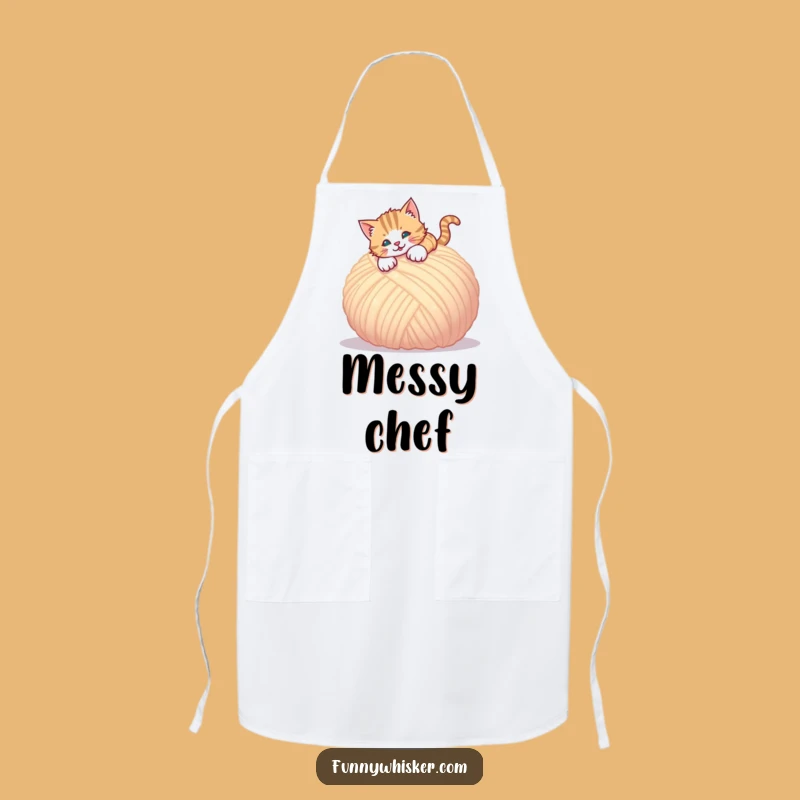Funny Pouncing Cat Apron - Kitchen Yarn Fun, Gift for Cat Lovers
