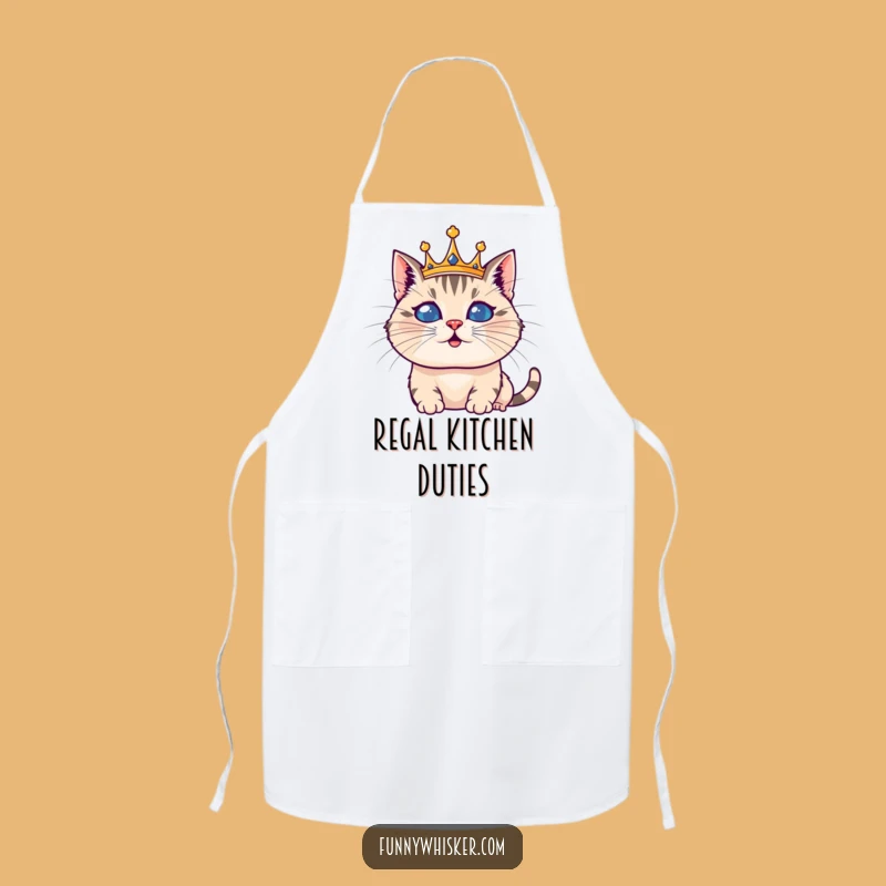 Funny Royal Cat Apron: Silly Whiskered Crown Kitchen Fun, Perfect Funny Gift
