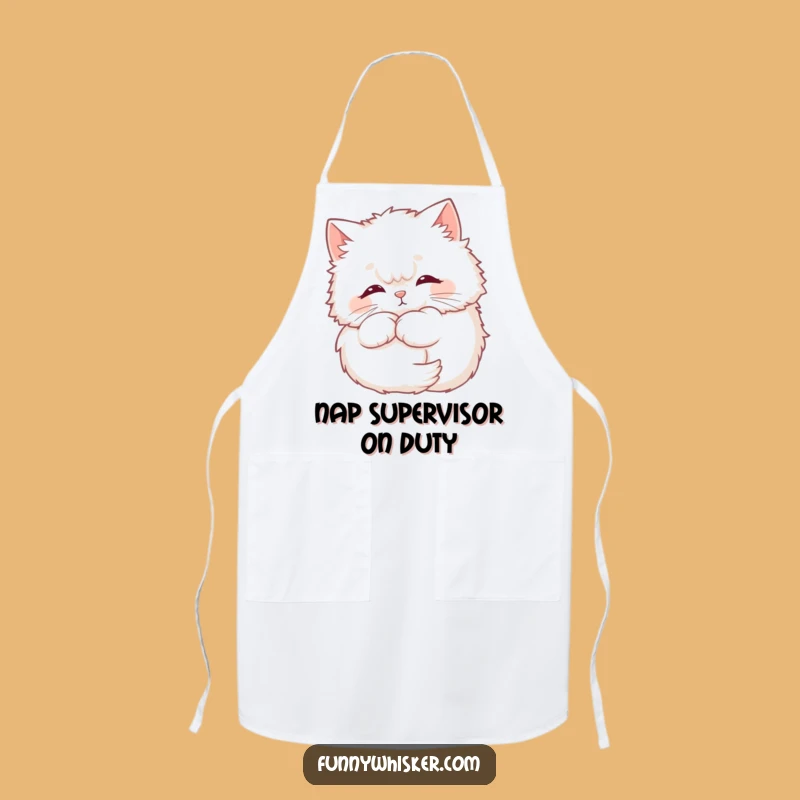 Funny Fluffy Cat Apron - Whiskers Halo Chef Style, Kitchen Funny Gift