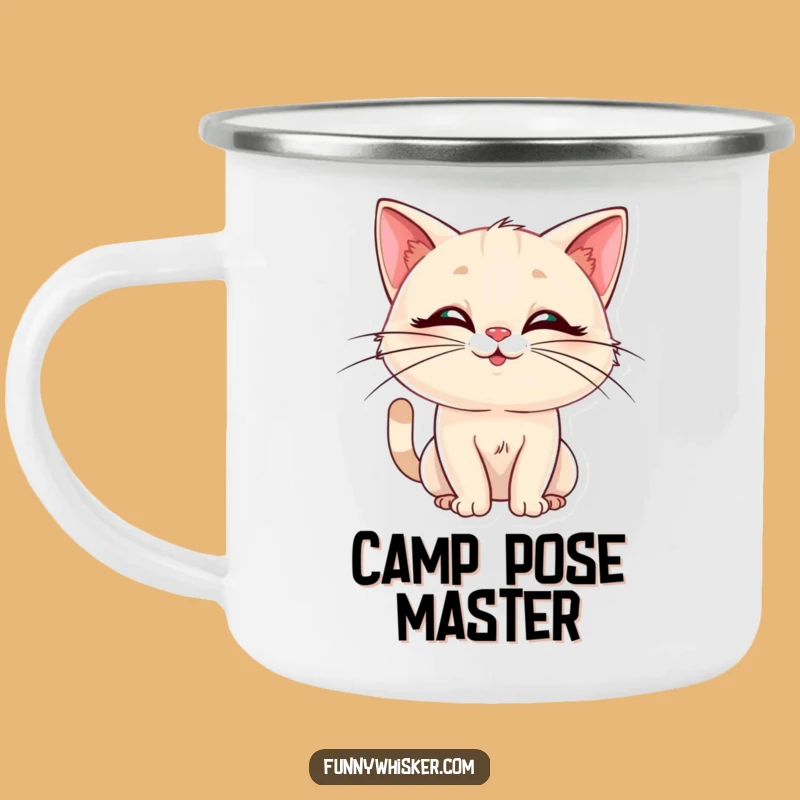 Funny Cat Pose Camping Mug: Elegant Whiskers, Silly Style - Hilarious Gift!