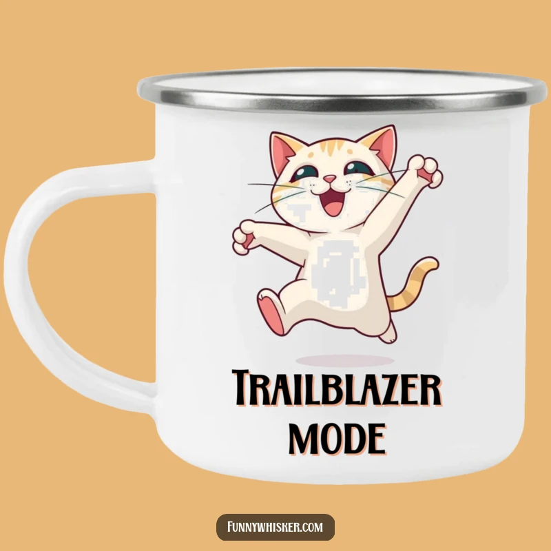 Funny Cat Leaping Camping Mug - Adventure Exhilarating Motion Cup, Perfect Funny Gift