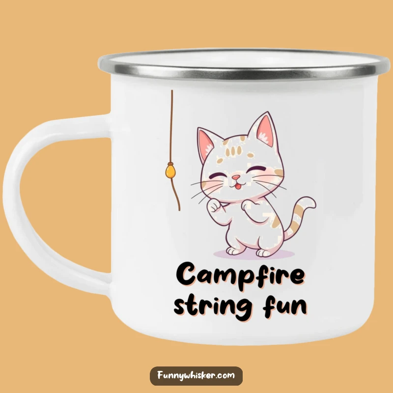 Funny Cat String Play Camping Mug - Adventure Fuel for Cat Lovers