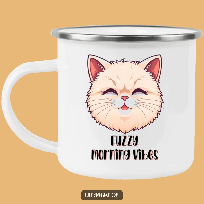 Funny Fluffy Cat Whiskers Camping Mug: Adventure with Feline Fun