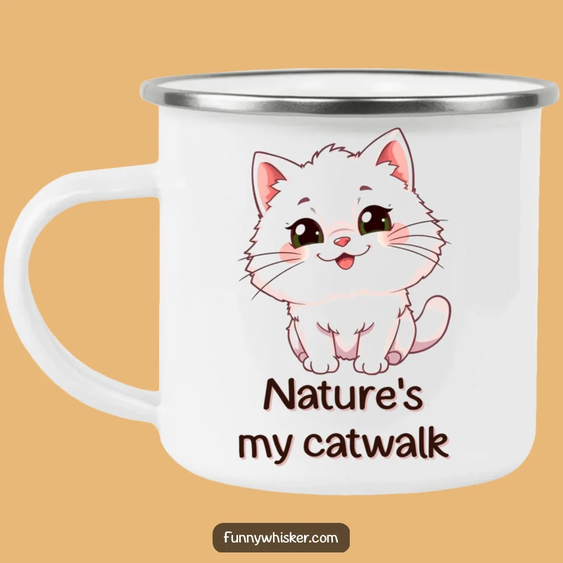 Funny Cat Camping Mug: Whimsical Whiskers for Outdoor Fun - Adventurous Gift!