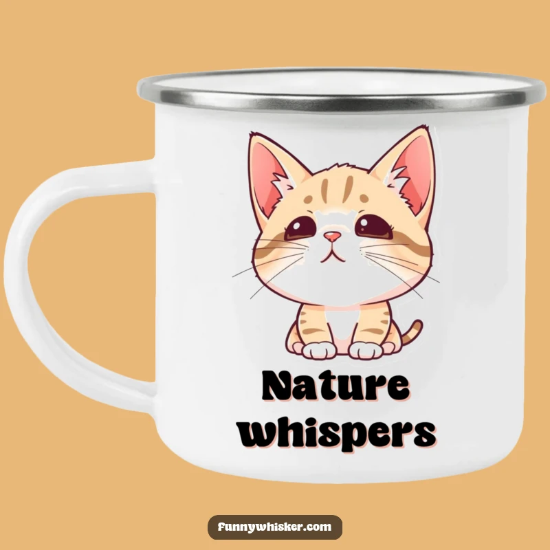 Funny Curious Cat Camping Mug - Alert Outdoor Feline Cup, Cat Lover Gift