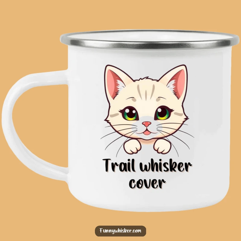 Funny Whiskers Cat Camping Mug: Adventure with a Peek, Funny Gift