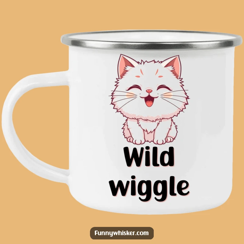 Funny Fluffy Cat Camping Mug: Adventure Wiggles, A Humorous Gift