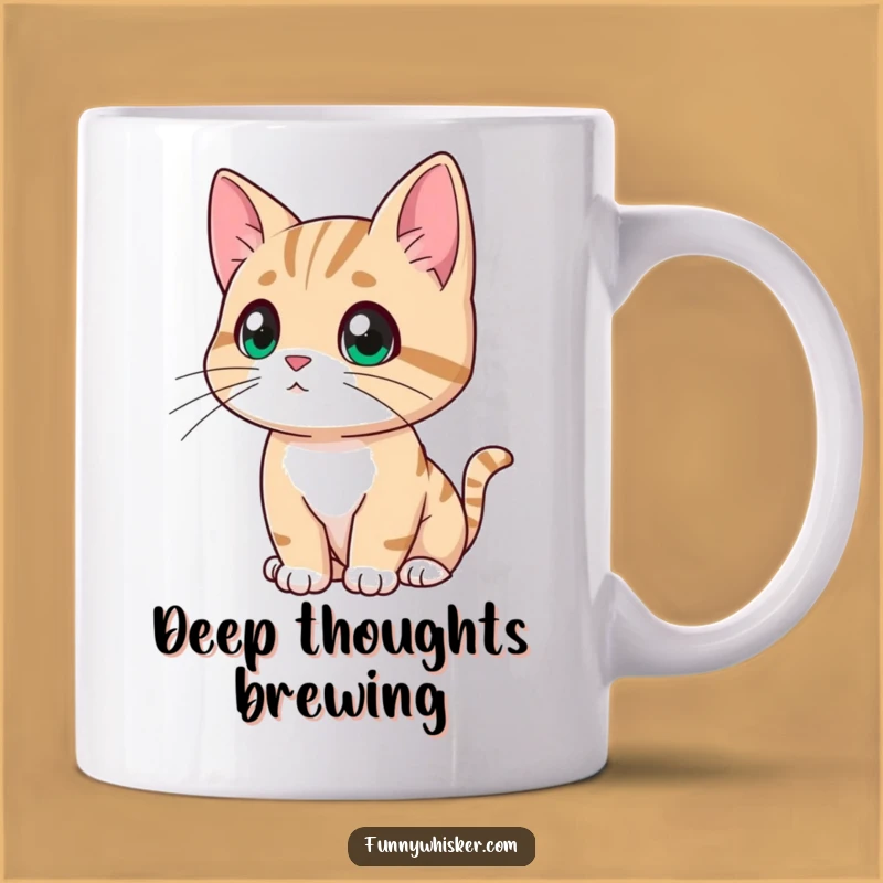 Funny Contemplating Cat Mug - Pretend Deep Thoughts, Perfect Funny Gift