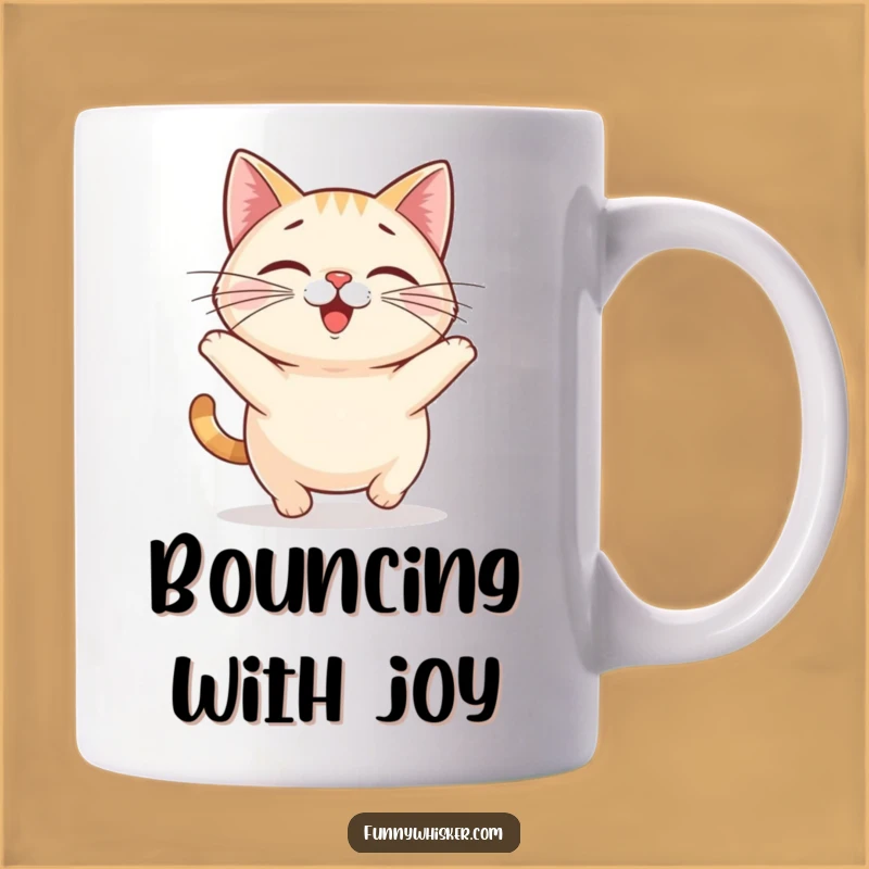 Funny Cat Bounce Mug: Chubby Feline Bouncing, Perfect Humorous Gift