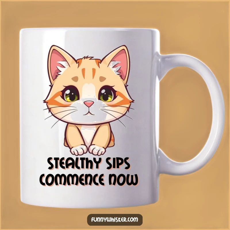 Funny Curious Cat Mug - Peek-a-Boo Whisker Design, Perfect Gift