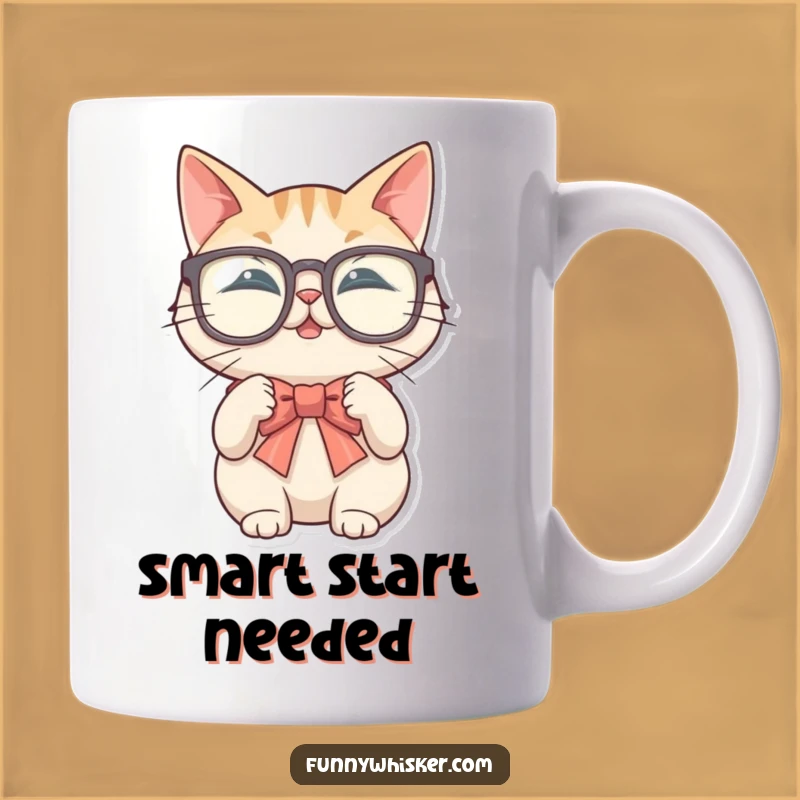 Funny Glasses Cat Bow Tie Mug - Clumsy Feline Formal Humor Gift