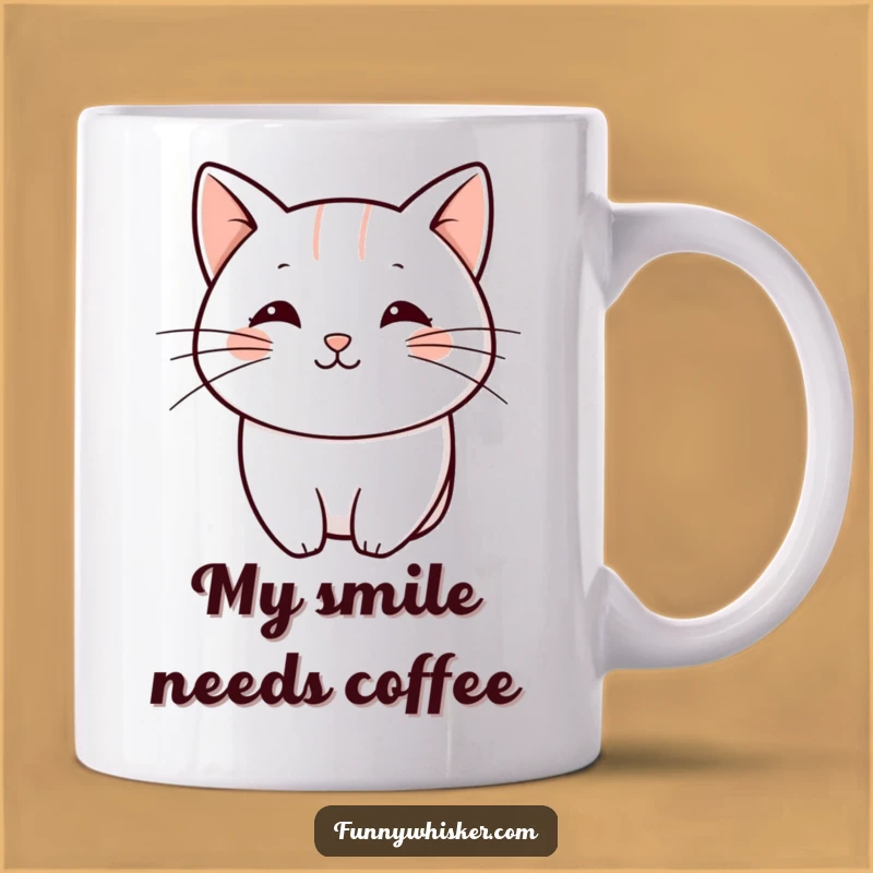 Funny Minimalist Cat Whisker Mug - Playful Curve Design - Gift