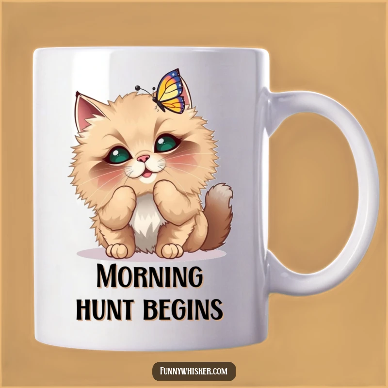 Funny Cat Butterfly Mug - Whimsical Pet Lover Gift