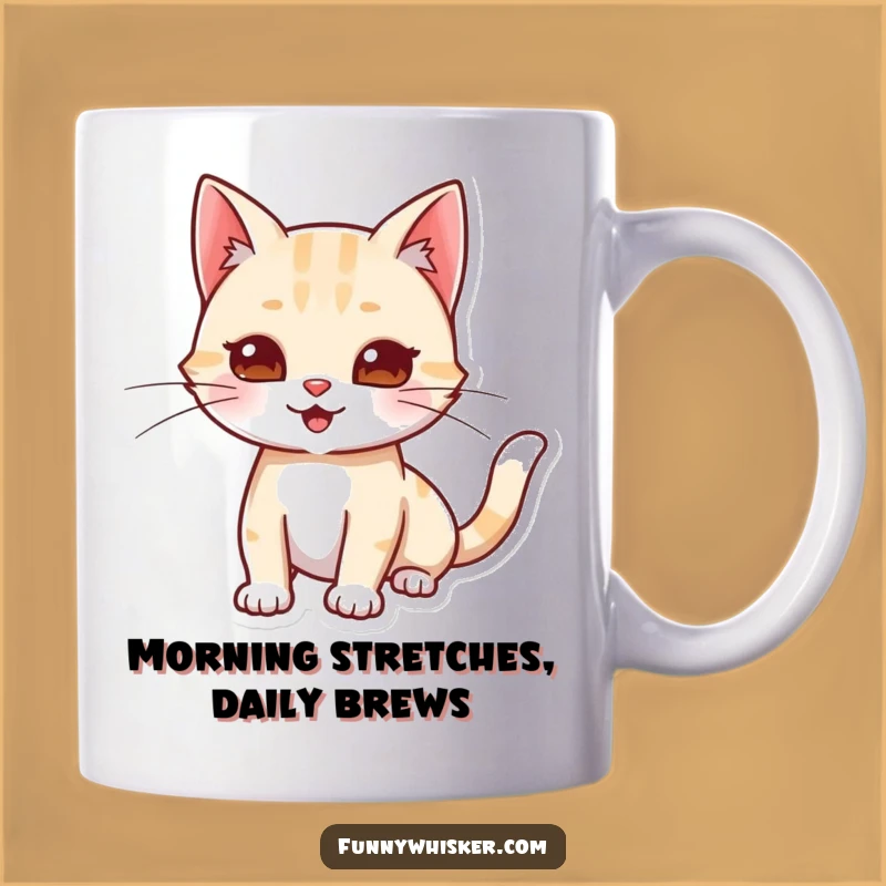 Funny Cat Stretching Mug: Playful Whiskers Extending Gift for Feline Fans