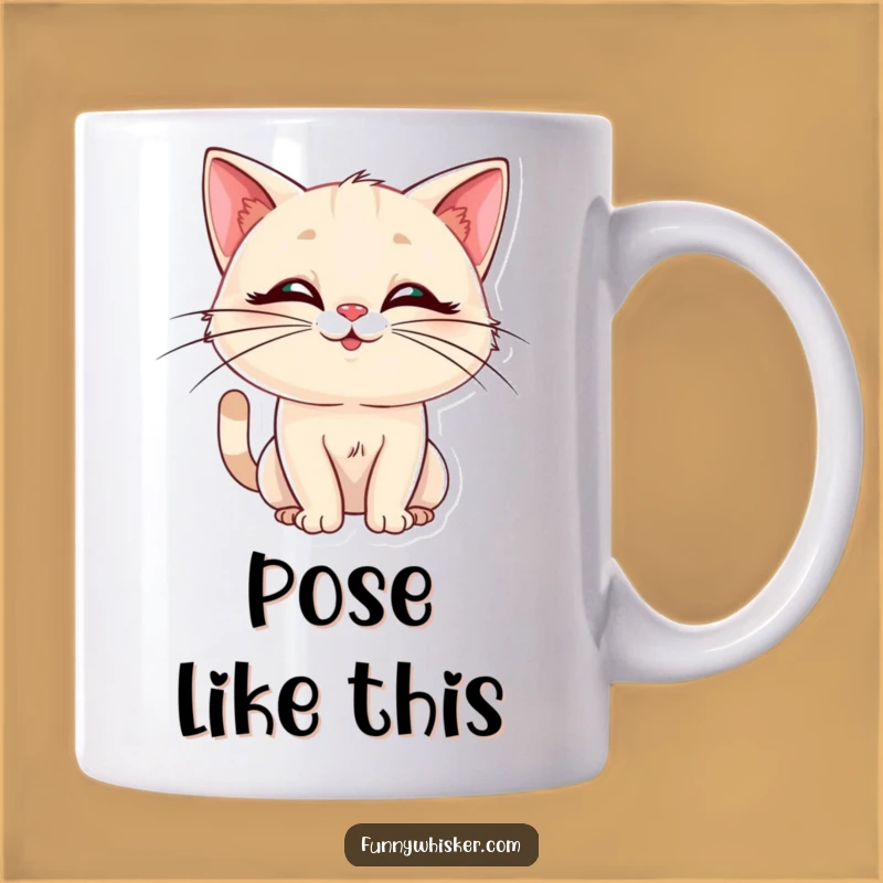 Funny Cat Pose Mug: Elegant Whiskers, Silly Style - Perfect Humorous Gift!
