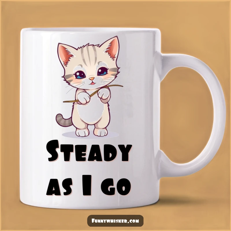 Funny Kitten Balance Mug: Wobbly Whisker Feline Peril Gift