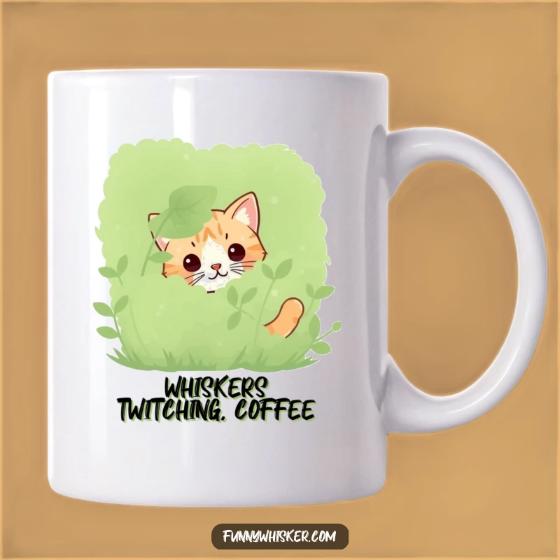 Funny Peeking Cat Whiskers Mug: Mysterious Feline Stealth Gift Idea