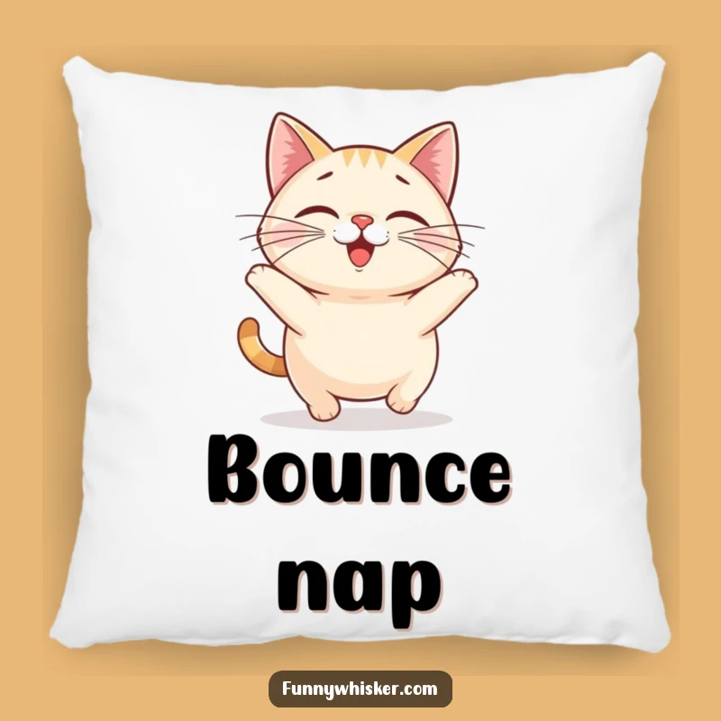 Funny Cat Bounce Pillow: Cozy Feline Hopping, Comfy Humorous Accent