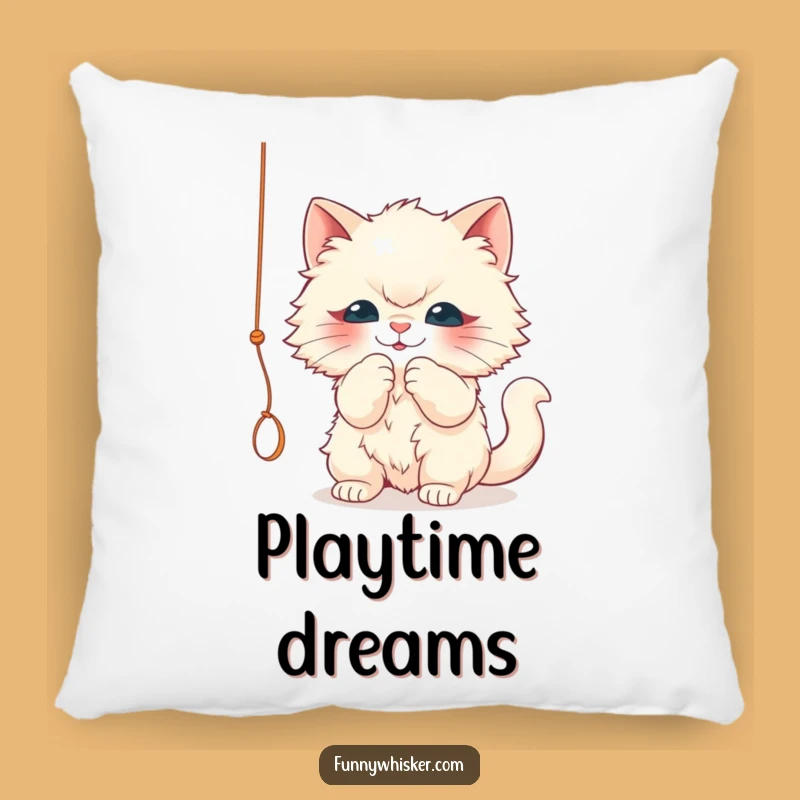 Funny Fluffy Cat Pillow: String Batting Fun - Cozy & Humorous Decor Gift!