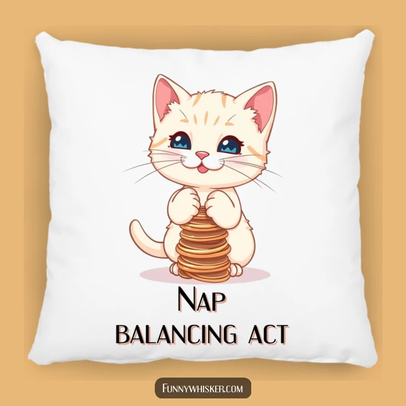 Funny Kitten Balancing Strings Pillow, Soft and Comedic Accent for Couch Comfort