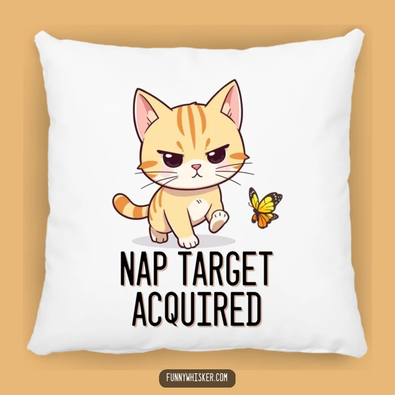 Funny Determined Cat Pillow - Cozy Chase Comfort, Perfect Plush Funny Gift