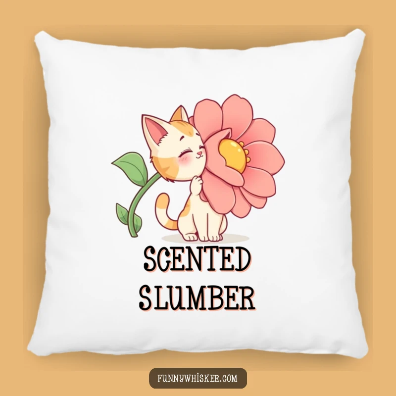 Funny Cat Pillow: Cozy Floral Sniff - Cozy Gift!