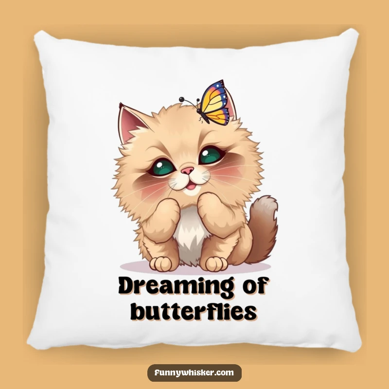 Soft Funny Cat Butterfly Pillow - Cozy & Whimsical Decor