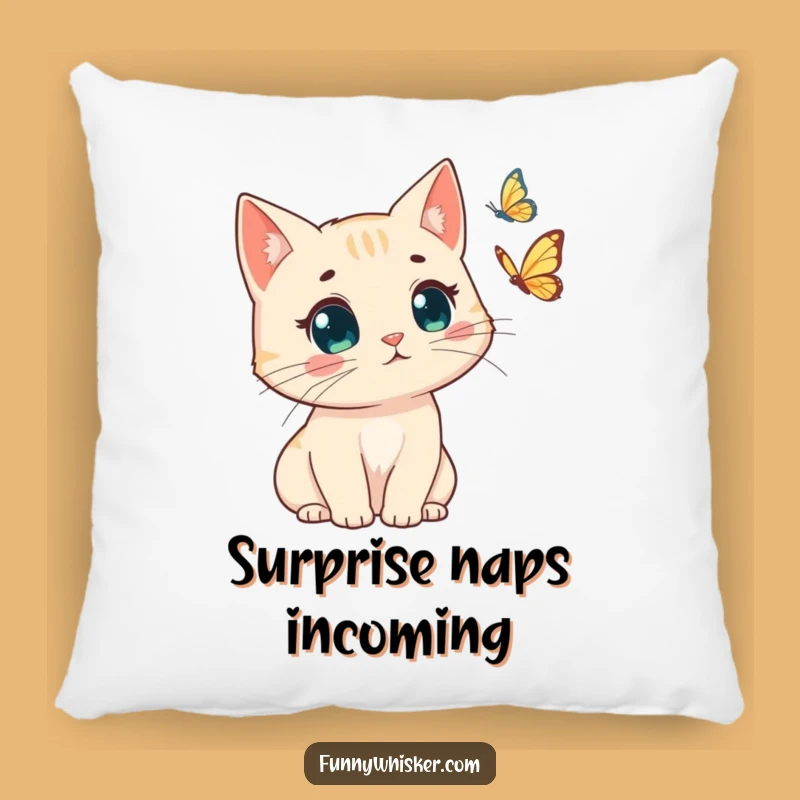 Funny Cat Pillow: Windswept Whiskers Surprise - Cozy & Humorous Decor Gift!