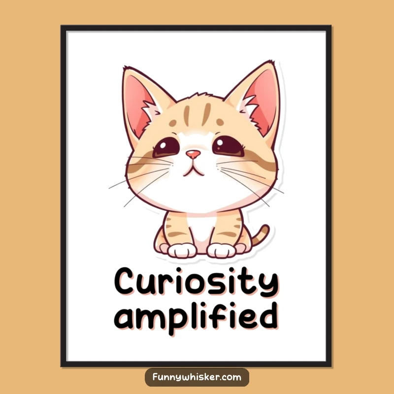 Funny Curious Cat Digital Art - Printable Alert Feline Decor, Cat Lover Gift