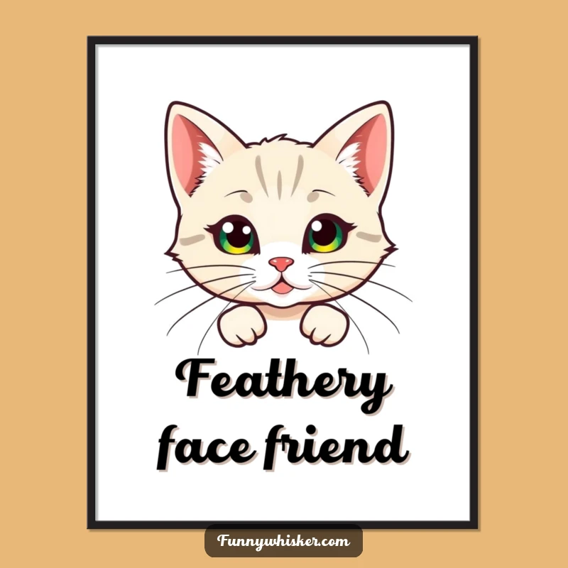 Funny Whiskers Cat Digital Art: Enigmatic Peek, Vivid Home Decor, Funny Gift