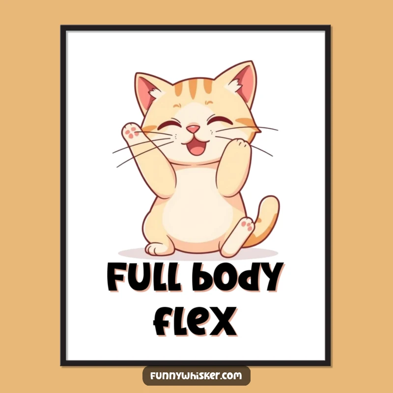 Funny Stretchy Cat Digital Art - Printable Feline Whimsy, Cat Lover Gift