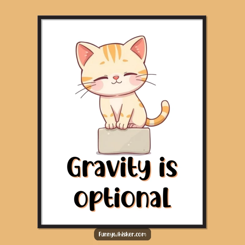 Funny Cat Art Print - Whisker Balance Act, Instant Decor Funny Gift
