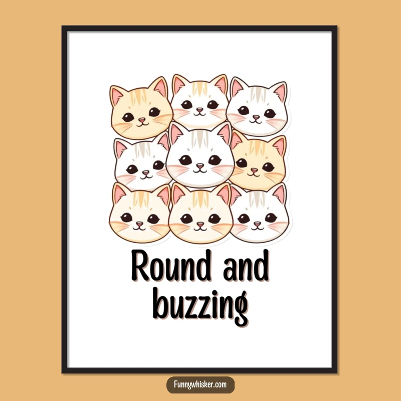 Funny Cat Faces Digital Art: Vibrating Whiskers - Cute Print Gift