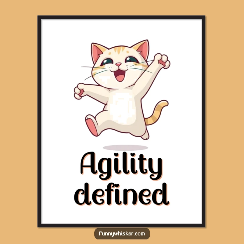 Funny Cat Leaping Digital Art - Exhilarating Motion Print, Perfect Art Funny Gift