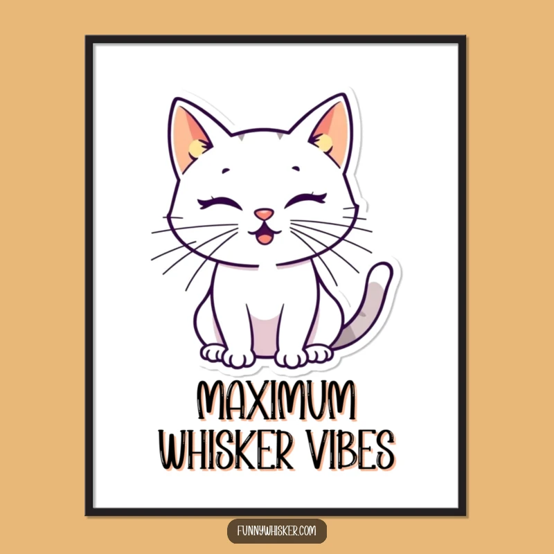 Funny Cat Silhouette Digital Art: Energetic Whiskers - Modern Art Gift