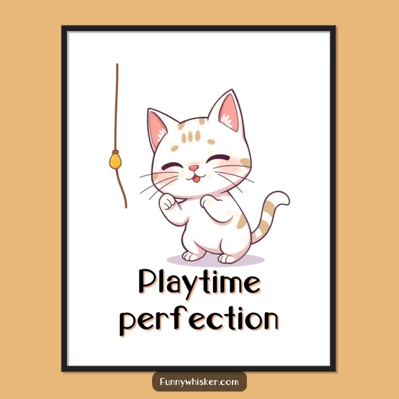 Funny Cat String Play Digital Art - Instant Adorable Wall Decor