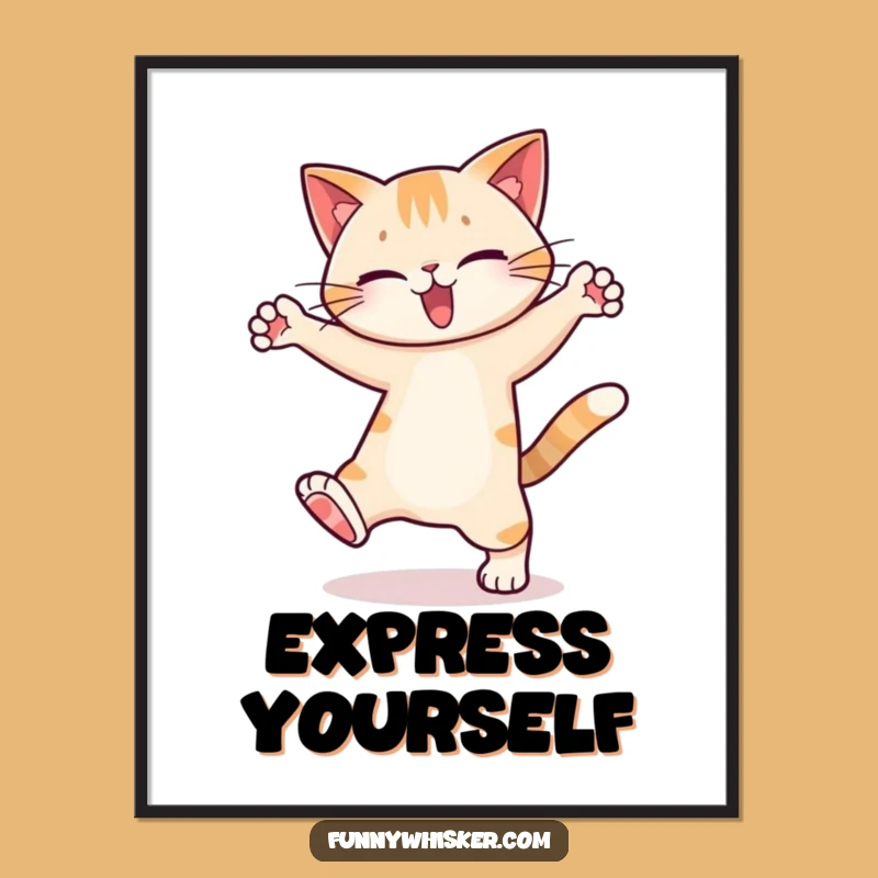 Funny Dancing Cat Digital Art: Silly Moves Print - Instant Gift!