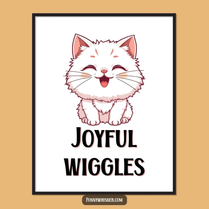 Funny Fluffy Cat Digital Art: Downloadable Wiggly Print, Perfect Gift