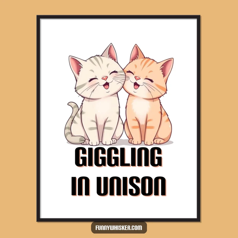 Funny Giggling Cats Print - Whimsical Art for a Perfect Funny Gift