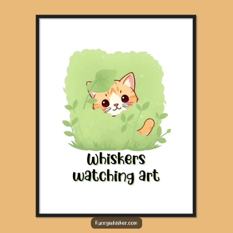 Funny Peeking Cat Whiskers Digital Print: Instant Mysterious Feline Art
