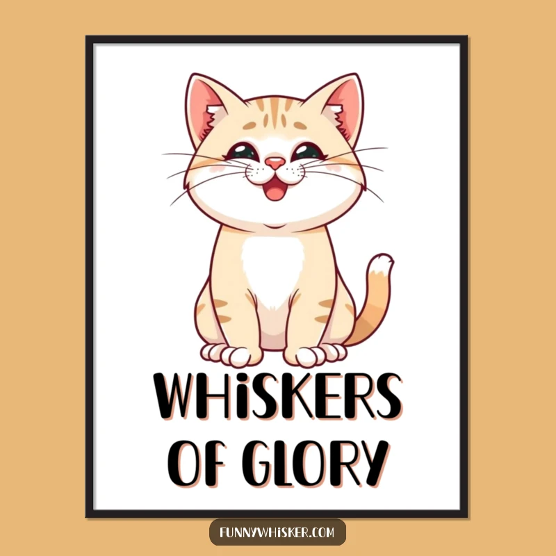 Funny Proud Cat Whiskers Digital Art: Instant Playful Pride