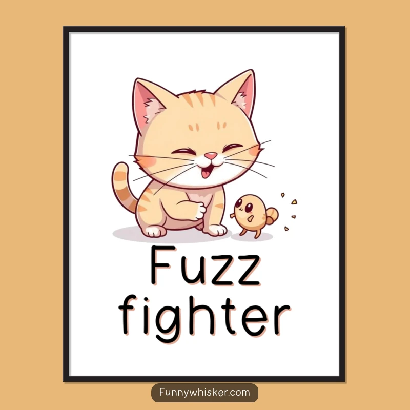 Funny Dust Bunny Hunter Cat Digital Art: Instant Humor, Wiggling Whiskers, Perfect Funny Gift