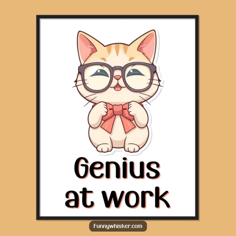 Funny Glasses Cat Digital Art - Instant Wall Decor of Dapper Disaster