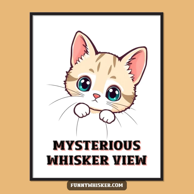 Funny Tiny Cat Whisker Peek Print - Whimsical Curiosity for a Perfect Funny Gift