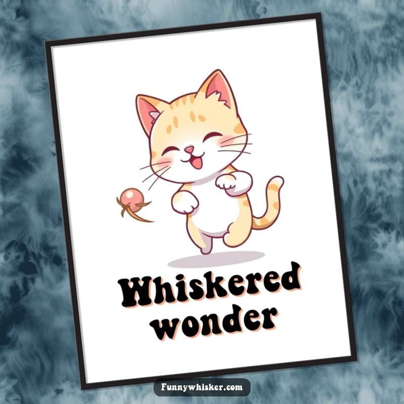 Funny Cat Dizzy Digital Art: A cat chases its whisker in a dizzying loop, creating a visually dynamic and humorously chaotic piece.