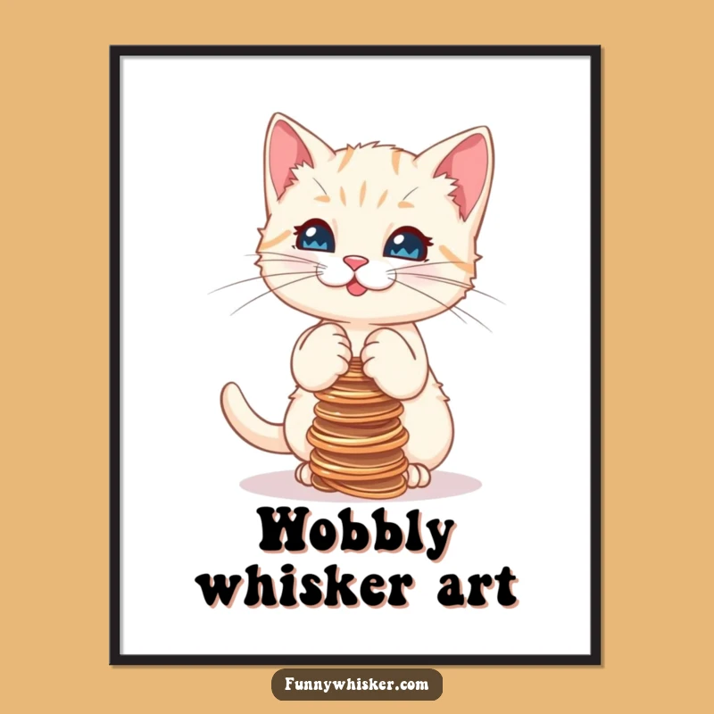 Funny Kitten Balancing Strings Digital Art Print, Instant Humor for Your Digital Walls