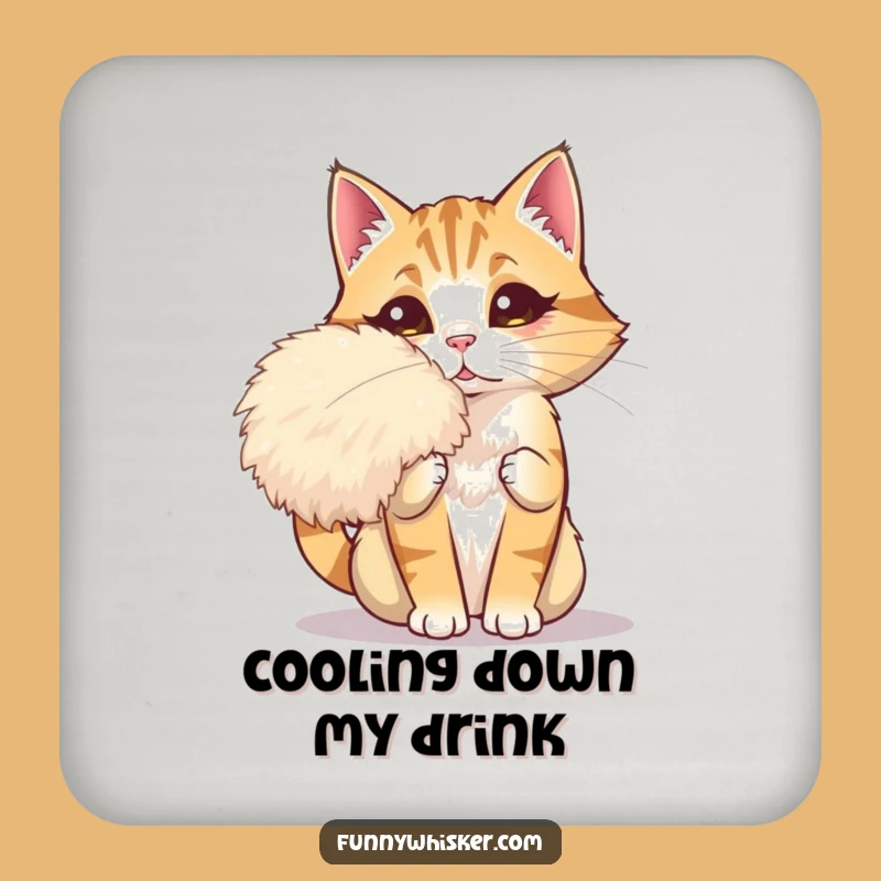 Funny Dramatic Cat Fan Coaster: Protect Tables with Flair