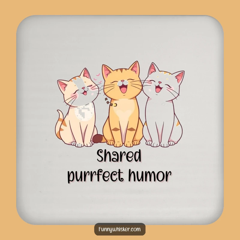 Funny Cat Coaster: Giggle Whiskers - Humorous Drink Protector Gift!